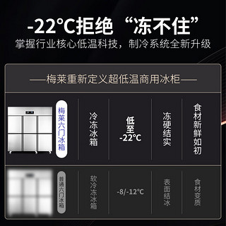 梅莱（mire）六开门商用冰箱冰柜 不锈钢防凝露保鲜冷藏柜节能省电大容量厨房柜立式冷柜