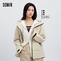 Semir 森马 外套女宽松上衣休闲运动风2024春季新款卫衣连帽夹克简约慵懒