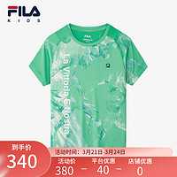 FILA 斐乐 童装儿童综训上衣2024夏季新款中大童透气T恤男童短袖潮 满印一-ZA 130cm