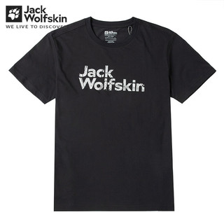 Jack Wolfskin狼爪T恤男春夏户外运动短袖吸湿透汽舒适快干圆领半袖5823312 5823312-6000/黑色 S 170/92A