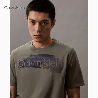 Calvin Klein Jeans24春夏男士时尚休闲绘画图案印花纯棉短袖T恤40BC831 LDY-橄榄绿 M