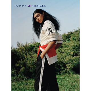 TOMMY HILFIGER24早春女装通勤条纹刺绣暗襟宽松直筒休闲裤WW0WW40513 黑白条纹0AR 38