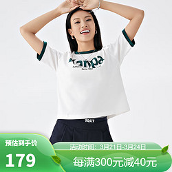 Kappa 卡帕 运动短袖女T恤休闲圆领半袖夏K0D62TD03