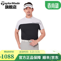 Taylormade泰勒梅高尔夫T恤2024新款服装夏季Block男士圆领休闲舒适户外短袖 M1950