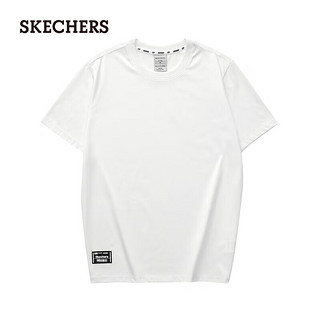 斯凯奇（Skechers）吸湿速干短袖男针织休闲凉感T恤衫L223M075 亮白色/0019 S 