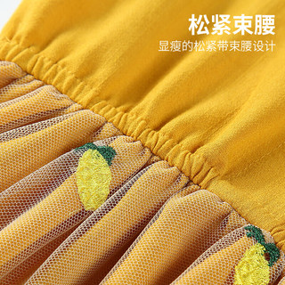 mianzhi 棉致 女童连衣裙儿童夏季可爱裙子中大童网纱收腰夏装女孩子童装 粉 150