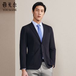 youngor雅戈尔春秋季新款官方商务休闲西服藏青素色弹力单西外套