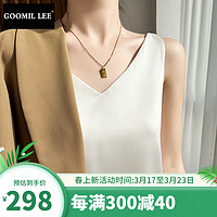 GOOMIL LEE 吊带背心女内搭2024夏季白色打底衫缎面醋酸上衣V领上衣 白色 XL