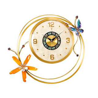 北极星（POLARIS）挂钟客厅大气黄铜装饰钟表轻奢现代创意时钟 春色满园