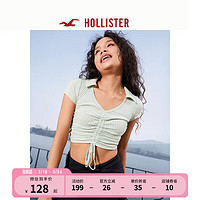 HOLLISTER24春夏辣妹罗纹束紧修身Polo衫短袖 女 358222-1 薄荷绿 L (165/100A)