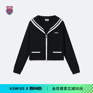 盖世威（K·SWISS）女外套 24夏季 休闲舒适透气针织外套 199916 008正黑色 2XL