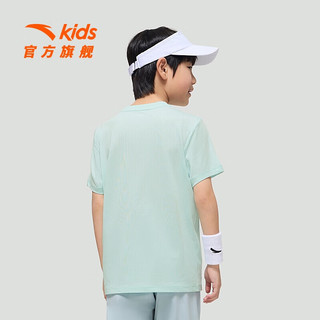ANTA                                                                                安踏儿童针织短袖衫男女童装2024夏季简约舒适透气运动短T儿童T桖 奇幻绿-3 170cm