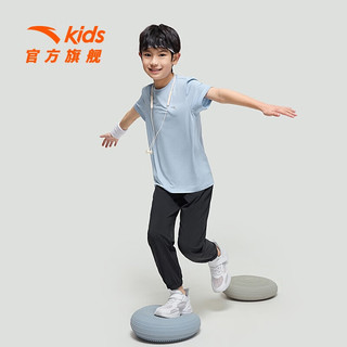 ANTA                                                                                安踏儿童针织短袖衫男女童装2024夏季简约舒适透气运动短T儿童T桖 顺驰蓝-2 120cm