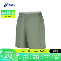 亚瑟士ASICS运动短裤男子舒适透气反光夜跑运动裤 2011D071-001 军绿色 M