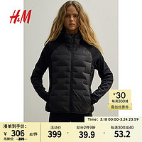 H&M女士运动服2024春季ThermoMove™复合夹克1182893 黑色 155/80A