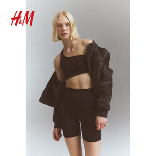 H&M【DryMove™】女装2024春季口袋运动骑行瑜伽短裤1213465 黑色 170/112A