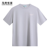 马克华菲【立体刺绣】短袖T恤男2024春夏圆领纯棉字母印花休闲T恤衫 005浅灰 M