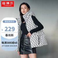 坦博尔羽绒服女秋冬款宽松马甲外穿复古潮老花亮面TD336032黑白老花1