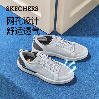 斯凯奇（Skechers）2024男鞋低帮板鞋舒适网面透气户外运动休闲鞋210814 黑色/BLK 42