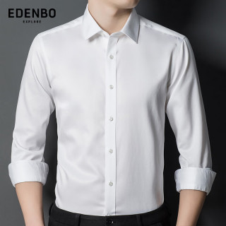 爱登堡edenbo长袖衬衫男纯棉商务休闲免烫衬衣白色175/96a(41)