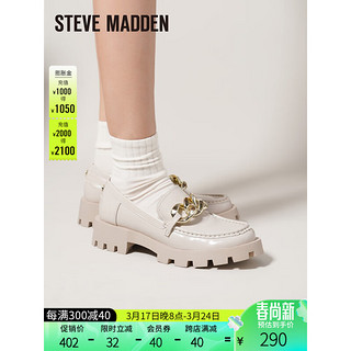 史蒂夫·马登 STEVE MADDEN/思美登时尚粗跟圆头一脚蹬休闲乐福鞋女 MIX UP 米白色 37