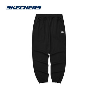斯凯奇（Skechers）裤子男女同款2024春季休闲裤运动户外宽松黑色长裤L224M067 男款-碳黑/0018 XL