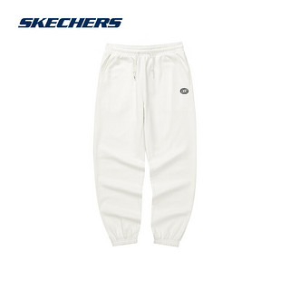 斯凯奇（Skechers）裤子男女同款2024春季休闲裤运动户外宽松黑色长裤L224M067 女款-棉花糖白/0074 S