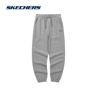 斯凯奇（Skechers）裤子男女同款2024春季休闲裤运动户外宽松黑色长裤L224M067 女款-中花灰/004F M