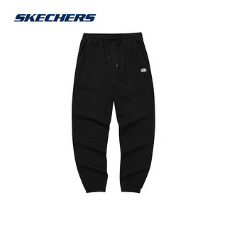 斯凯奇（Skechers）裤子男女同款2024春季休闲裤运动户外宽松黑色长裤L224M067 女款-碳黑/0018 XXL