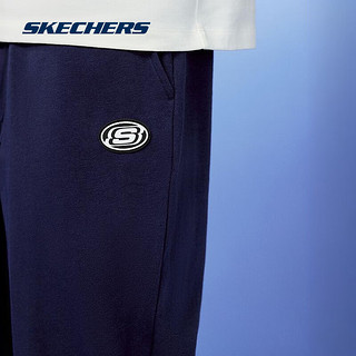 斯凯奇（Skechers）裤子男女同款2024春季休闲裤运动户外宽松黑色长裤L224M067 男款-海军蓝/00DU XXL