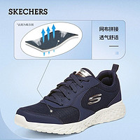 SKECHERS 斯凯奇 男鞋时尚运动休闲鞋系带网面鞋轻便舒适减震跑步鞋