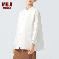 MUJI 無印良品 无印良品（MUJI） 女式 麻 盘扣衬衫 女士衬衣外套内搭春季款长袖早春BCA93C4S 白色 M 160/84A