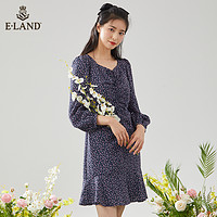 E·LAND 衣恋 Eland衣恋甜美温柔气质田园风碎花收腰连衣裙女春季新款