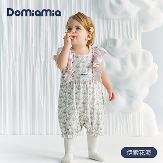 DOMIAMIA哆咪呀婴幼儿爬服宝宝连体衣短袖针织家居服婴儿背心爬爬服夏季 针织背心-伊索花海 73/44