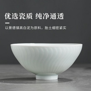 景德镇陶瓷影青饭碗吃饭用小汤碗沙拉碗4.5英寸碗单个散件家用餐具 繁华餐具-帝黄-饭碗单只