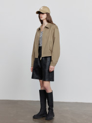 Fabrique Innovations Fabrique 贝壳拉链防风防泼水翻领夹克2024春新品短外套女