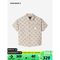 Converse匡威儿童装男童短袖上衣2024夏季女童印花衬衫CNVN-WT-F957 燕麦色 160/80