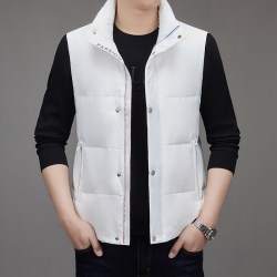 疏赞2023轻奢羽绒马甲秋冬款男士高端休闲白鸭绒立领无袖羽绒夹克