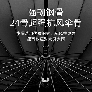 惠寻 京东自有品牌 24骨雨伞 加大加固商务长柄伞防风伞男女通用雨伞 黑色