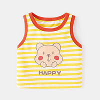 一帘珠贝婴儿衣服背心无袖T恤夏装男幼儿宝宝12个月女童打底衫上衣1岁小童 黄色 110cm