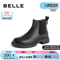 BeLLE 百丽 柔软法式切尔西靴女商场同款羊皮通勤短靴加绒A2V1DDD3 黑色-薄绒 38