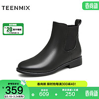 TEENMIX 天美意 冬商场同款切尔西靴都市休闲女靴CO557DD3 黑色（绒里） 38