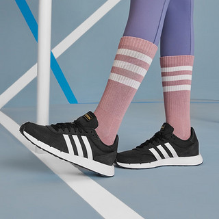 adidas RUN 60s 2.0休闲舒适跑步鞋女子阿迪达斯轻运动H04700 黑/白 36.5(225mm)