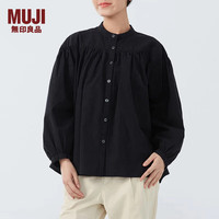 無印良品 無印良品 MUJI 女式 棉平纹 罩衫 女士衬衫衬衣内搭春款 纯棉全棉BCA91C4S 黑色 S (155/80A)