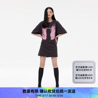 RE'VAN芮范2024春季设计师款萌趣长发图案T恤连衣裙RM11101136 深灰色 L/40