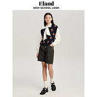 E·LAND 衣恋 Eland衣恋衬衫女白色纯色蝴蝶结领长袖甜美风上衣春季新款