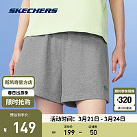 斯凯奇（Skechers）短款女2024春舒适休闲裤子百搭柔软弹性运动裤头 L224W043 女款-中花灰/004F M