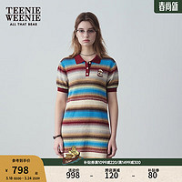 TEENIE WEENIE 小熊2024年夏季新款针织POLO连衣裙薄款气质裙时尚女 撞色 160/S