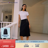 TOMMY HILFIGER 24新款春季女装摩登都市金属扣肌理感职场西装半身裙41601 藏青色DW5 3