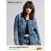 MISS SIXTY x Keith Haring 跨界合作系列2024春季牛仔外套女 中蓝 M